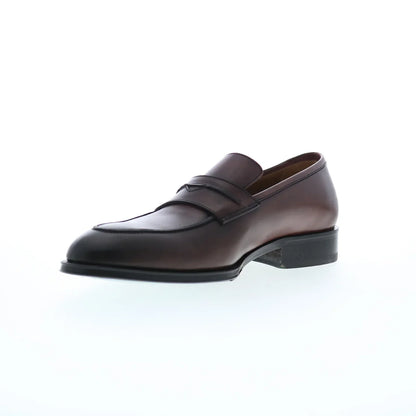 Pastori by Di Bianco Titus Mens Brown Leather Loafers & Slip Ons Penny Shoes