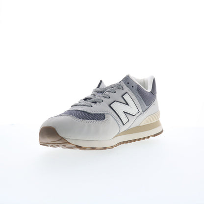 New Balance 574 U57418X Mens Gray Leather Lace Up Lifestyle Sneakers Shoes