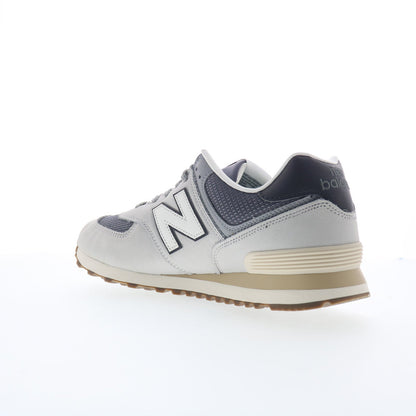 New Balance 574 U57418X Mens Gray Leather Lace Up Lifestyle Sneakers Shoes