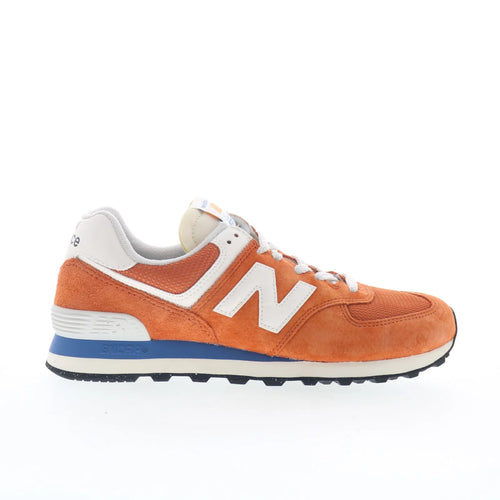 New Balance 574 U574VPA Mens Orange Suede Lace Up Lifestyle Sneakers Shoes