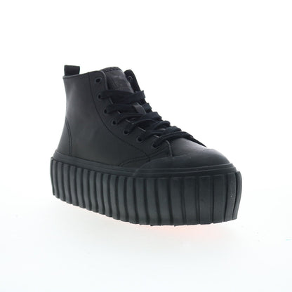 Diesel S-Hanami Mid W Womens Black Leather Lifestyle Sneakers Shoes